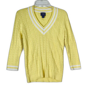 VTG Chaps Cable Knit Sweater 3/4 Sleeve Women’s M Collegiate Y2K Preppy Sailing